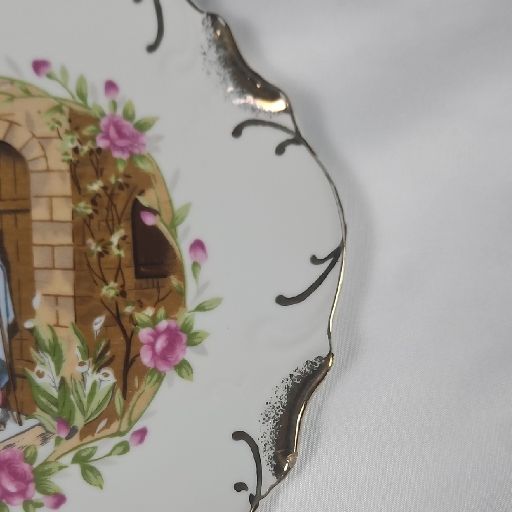 Vintage Plates "Jesus at the Door" & "The Lord's Prayer" 18K Gold Trim T18 - Picture 4 of 9